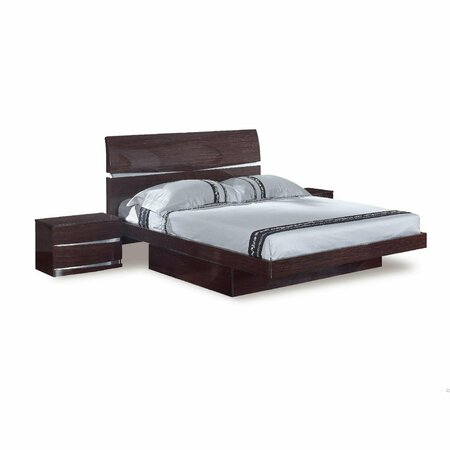 HOMEROOTS 80 x 79 x 42.5 in. Modern Eastern King Wenge High Gloss Bed 343922